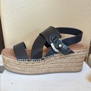 Rag & Bone Black and Tan Wedge Sandals